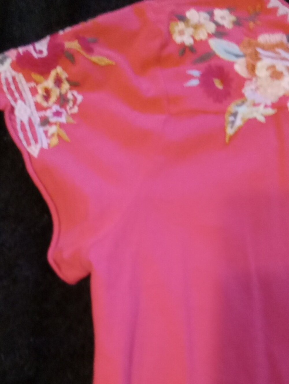 Johnny Was, Coral Boho, Peasant Style, Floral Embroidered V-Neck Tunic, Size M - Picture 8 of 13
